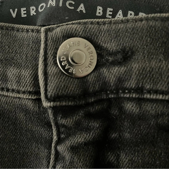 VERONICA BEARD Kareena  Ostrich Feather- Trimmed Skinny Jeans Charcoal Size 28/6 - Picture 8 of 13